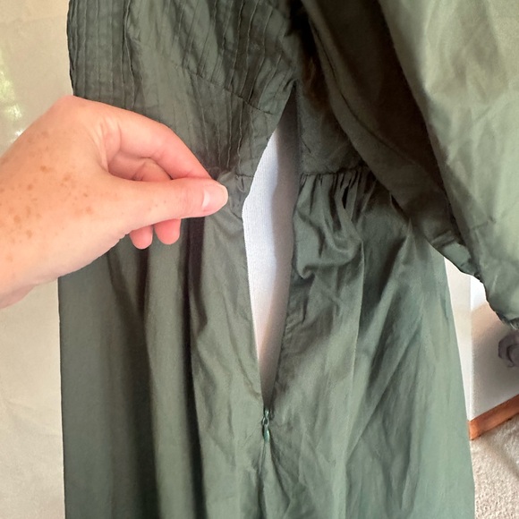 Sage Forest Green Mini Dress NWT Hyacinth House babydoll large sweetheart puff - Picture 9 of 16